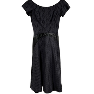 Vintage Jonny Herbert Original Dress Black Off Shoulder Women’s Midi Dresses